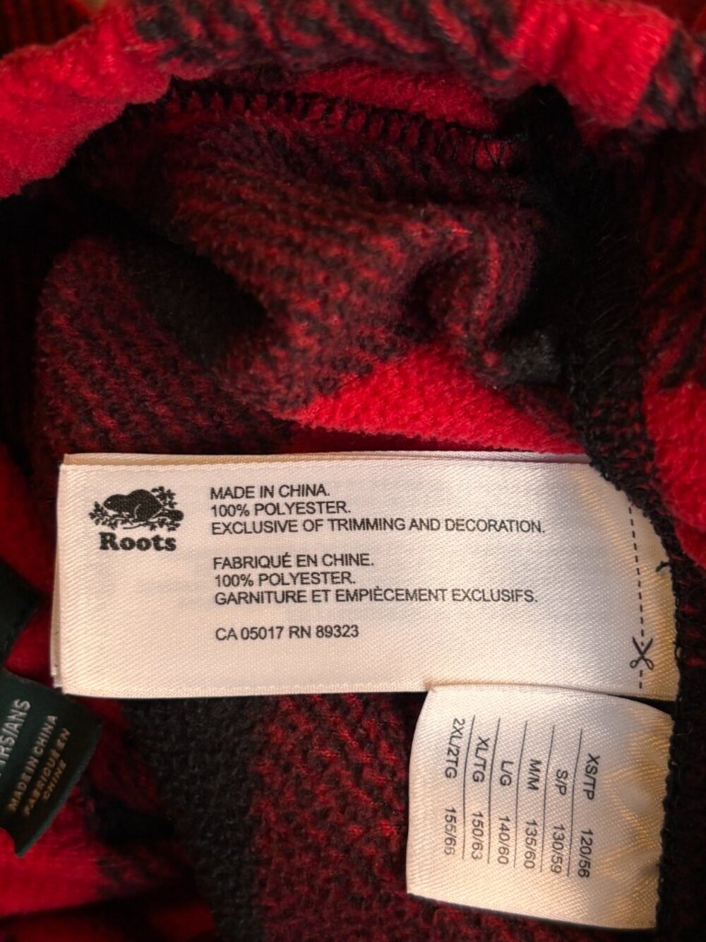 Roots Red/Black Buffalo Plaid Fleece Lounge Pajama Pants Youth Large - Picture 7 of 7